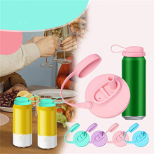 Couvercle de boîte en silicone avec paille, jaune, réutilisable