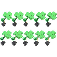 10 stuks St. Patrick's Day klaverclip baardversiering glanzende hanger baardornamenten gezichtshaarversieringen