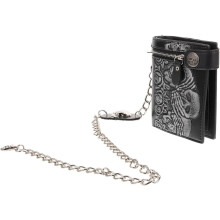 Ledergeldbörse mit Punk-Motiv, Kette und Skelettmuster, Unisex-Kartenetui für den täglichen Gebrauch, Gothic-Design