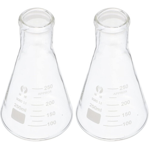 2pcs Thickened Glass Conical Bottle Laboratory Flask for Experiment Storage Simple Boiling Bottle