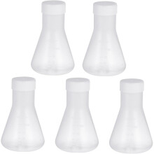 5 stk. 50 ml koniske Erlenmeyer-kolber i plast med lokk, sett med laboratoriekolber i PP-plast