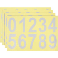 4 arkkia heijastavia numerotarroja, PVC, heijastava, helppo asentaa, hopeinen postilaatikon numerotarra