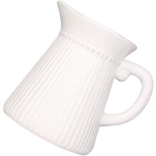 Relief-Milchkrugvase, weiße Keramikvase für Blumenarrangements, rustikales Landhausdekor, schlichtes Design