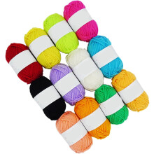 12-farbiges, viersträngiges, mitteldickes DIY-Handstrickgarn aus Polyesterwolle