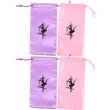 4Pcs Satin Ballet Dance Shoe Bags with Drawstring – Pink Purple Travel Shoe Pouch Organizer and Dance Accessories
