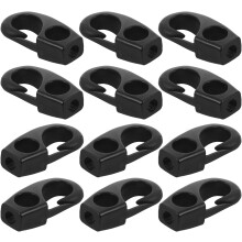 12 ganci in nylon nero con estremità in cordino elastico.