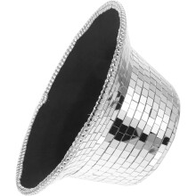 Silberner Disco-Bucket-Hat mit Spiegeleffekt für Damen, reflektierender Party-Cowgirl-Hut, Accessoire für Festivals und Junggesellinnenabschiede