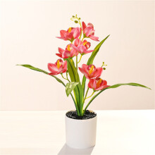 Orchidée papillon artificielle en pot – Faux bonsaï à 7 têtes