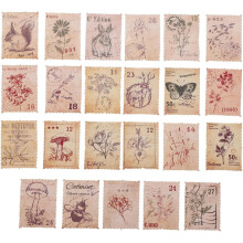 184 Stück Vintage-Briefmarkenaufkleber mit Pflanzen- und Tiermotiven, Briefumschlagaufkleber