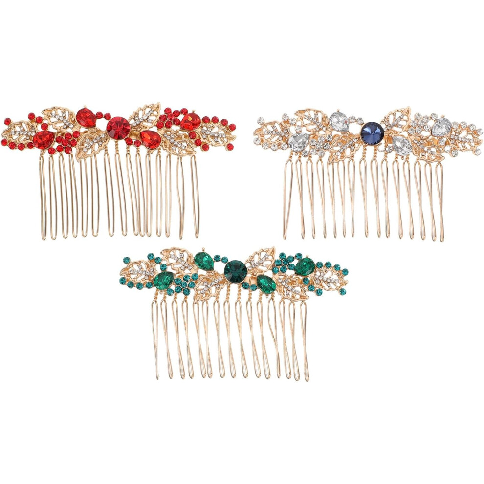 Hkhbjs 3Pcs Hair Comb And Hair Ornament Flower Metal Side Comb Clips Decorative For Wedding For Women