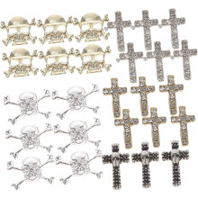 30pcs Halloween Unha Charms Crânio Cruz e Abóbora Unha Arte Decorações para Design Criativo