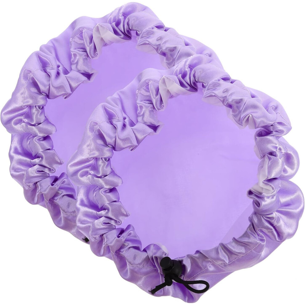 Hkhbjs 2Pcs Shower Caps For Women Adjustable Elastic Bathing Hats Reusable Hair Cover