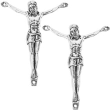 Lot de 2 croix murales crucifix argentées, décoration religieuse en alliage