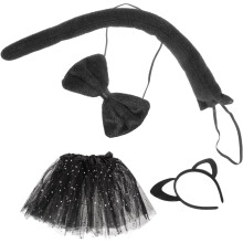 Zwarte kattenhoofdband met kattenoortjes en -staart voor Halloween-cosplayaccessoires