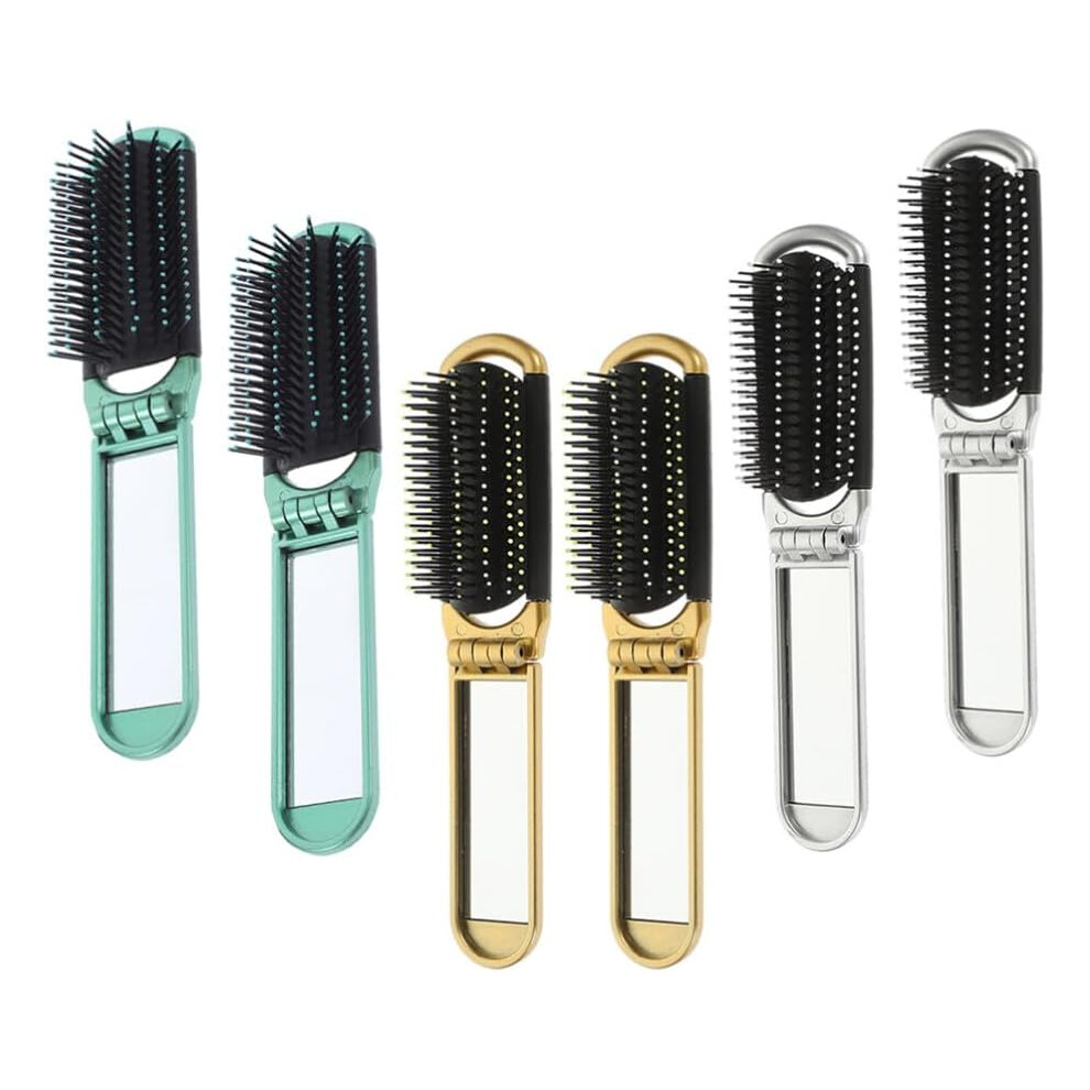 Hkhbjs 6Pcs Foldable Hair Brush Travel Mini Detangling Brush Mirror Folding Mirror Comb For Wet Hair Sleepover Party Supplies