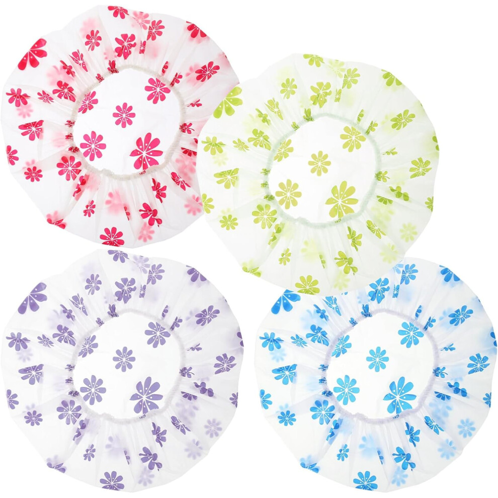 Hkhbjs 4Pcs Shower Caps Bath Hat Dot Pattern Shower Caps For Women Sauna Bath For Long Hair