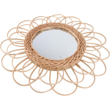 Handgeflochtener Kosmetikspiegel aus Rattan, Wandkunst für Schlafzimmer und Wohnzimmer, dekorativer Schminkspiegel