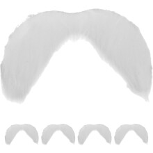 5pcs White Fake Mustache: Fake Beard Old Man Stage Makeup Kit - Halloween Party Dress Up Mustache Santa Claus Costume Accessories