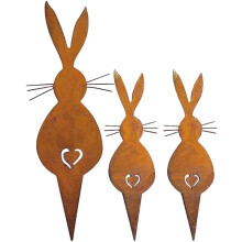 3er-Set dekorative Hasen-Gartenstecker, schicke Rasentierskulpturen für Ostern