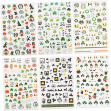 6 Sheets St Patricks Day Nail Stickers Clover Nail Decals Self Adhesive Safe Material for Women Festival Decor