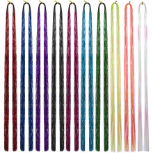 20 bunte Glitzer-Haarverlängerungen, funkelnde Haarsträhnen für Zöpfe, verschiedene Farben für kreatives Styling und besondere Anlässe