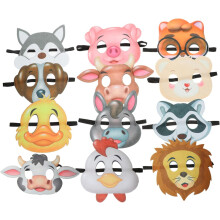 12pcs Animal Felt Máscaras Desenhos Animais Decorações de Festa para Aniversário Jogo de Papel Halloween para Meninos