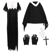 Apáca jelmez kiegészítők katolikus apácaruha sapka kereszt nyaklánc halloween jelmez cosplay party halloween dekoráció