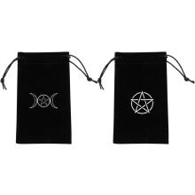 2 kpl tarot-korttipusseja kiristysnyörillä - 18x10cm premium musta samettipussi