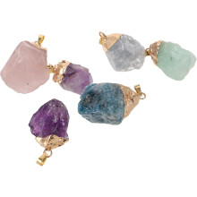 6pcs Natural Irregular Stone Pendants Set for Jewelry Making, Crystal and Quartz Charms for Necklace Diy