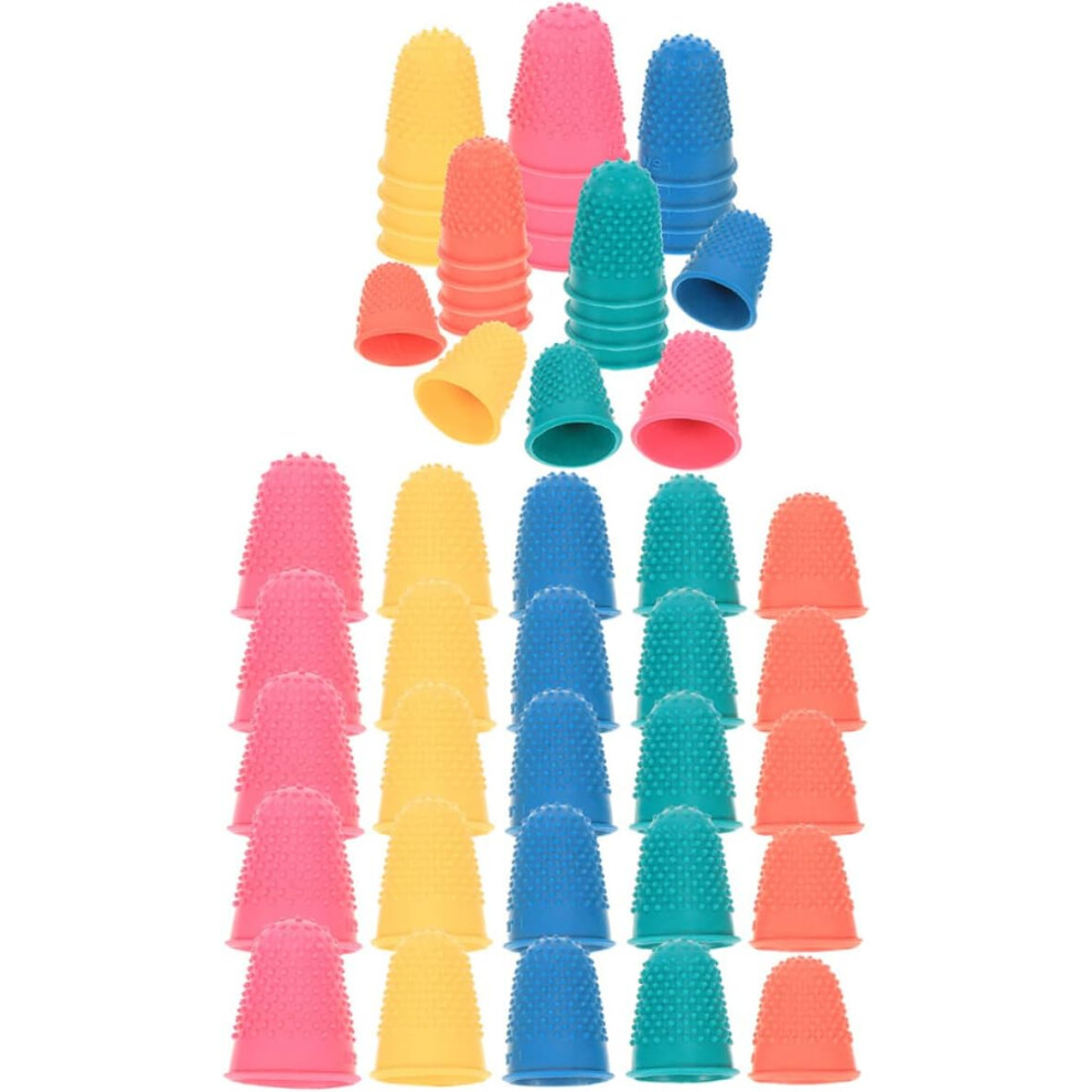 Hkhbjs Rubber Nonslip Finger Protectors 50Pcs Set, Textured Anti-Skid Finger Tip Covers