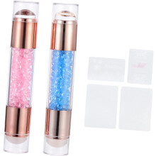 2 stk. dobbelthodet liten sel neglekunst DIY-stempel manikyrsel for salong hjemmebruk stempel og glitrende rhinestones