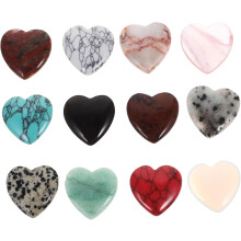 Decoratie van natuurlijke kristallen, hartvormige stenen ornamenten, 20 mm, diverse kleuren, set van 12 stuks