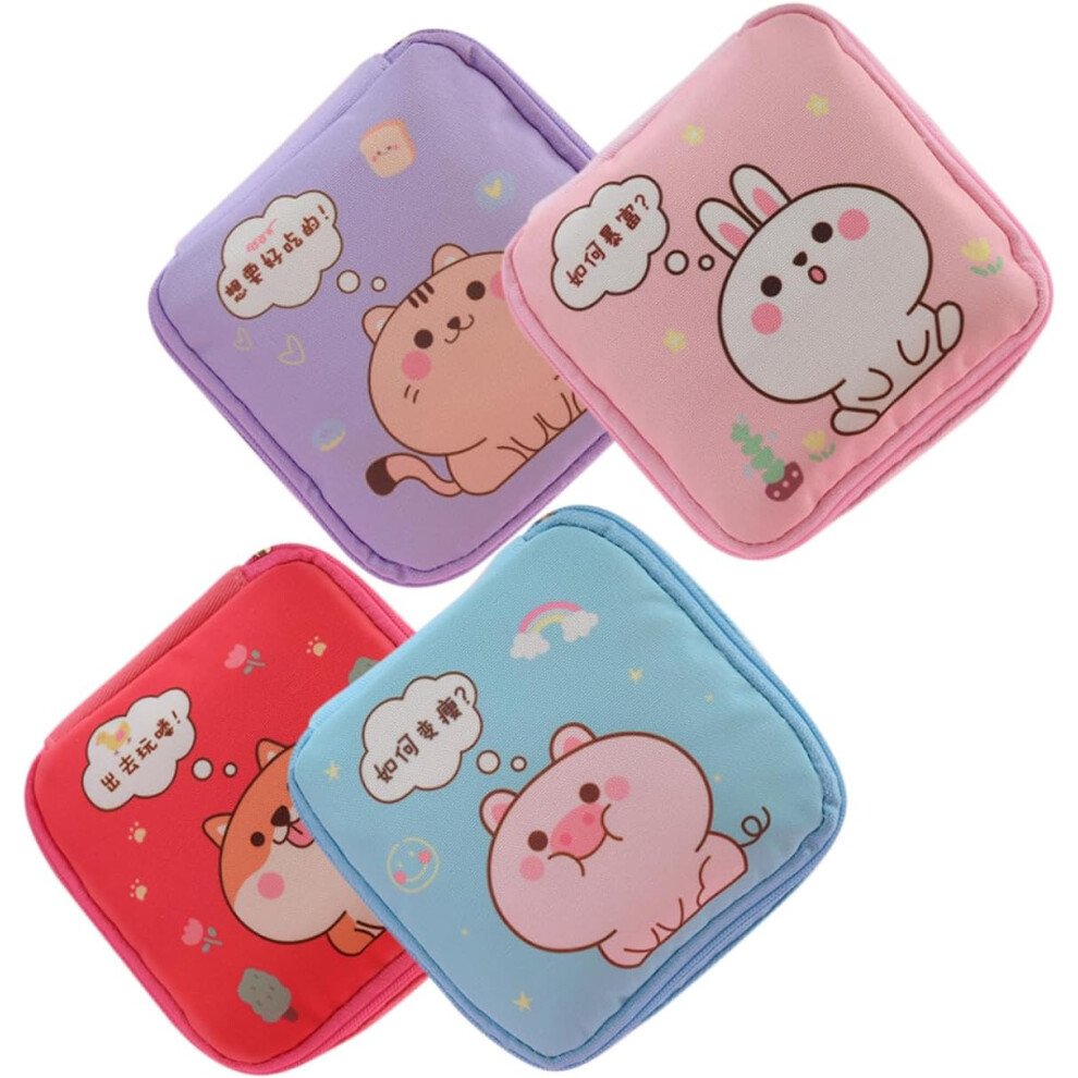 Hkhbjs Light 4Pcs Sanitary Napkin Storage Bag Canvas Period Pouch Zipper Girls Period Kit Coin Bag