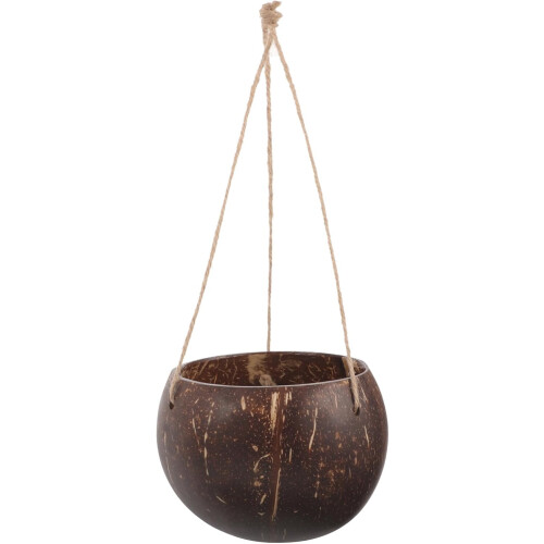 Hanging Coconut Shell Planter Pot Rope Decorative Basket for Plants Space-Saving Home
