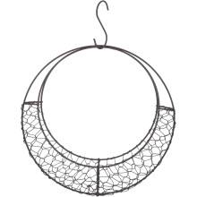 Lua forma coroa de fio de ferro pendurado cesto de flores pendurado Planter Holder