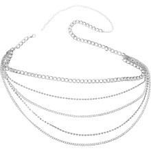 Elegante cintura a catena multistrato per donna, gioiello per il corpo con strass, catena per abiti da festa.