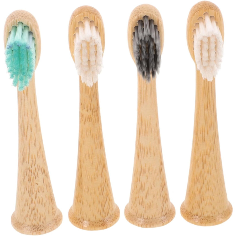 Hkhbjs 4Pcs Bamboo Toothbrush Head For Electric Toothbrush Heads Replacement Compatible Series