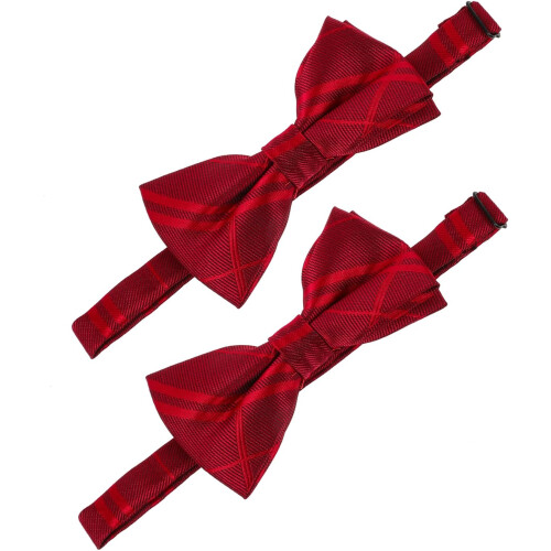 Adjustable Polyester Bow Tie for Men Plaid Double Bowknot Neck Accessory Durable Lightweight Design