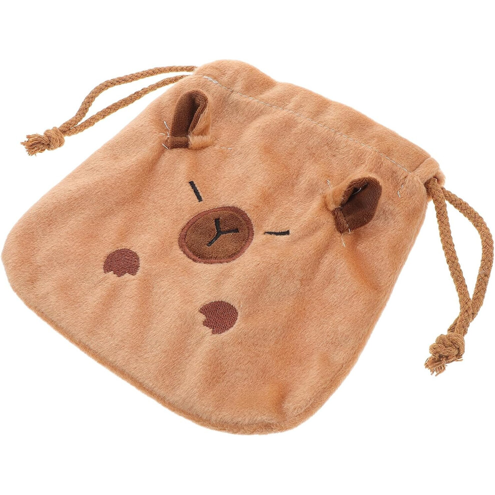 Hkhbjs Fluffy Animal Drawstring Bag Cute Portable Travel Organizer Makeup Pouch For Daily Use Drawstring Closure Cosmetic Storage