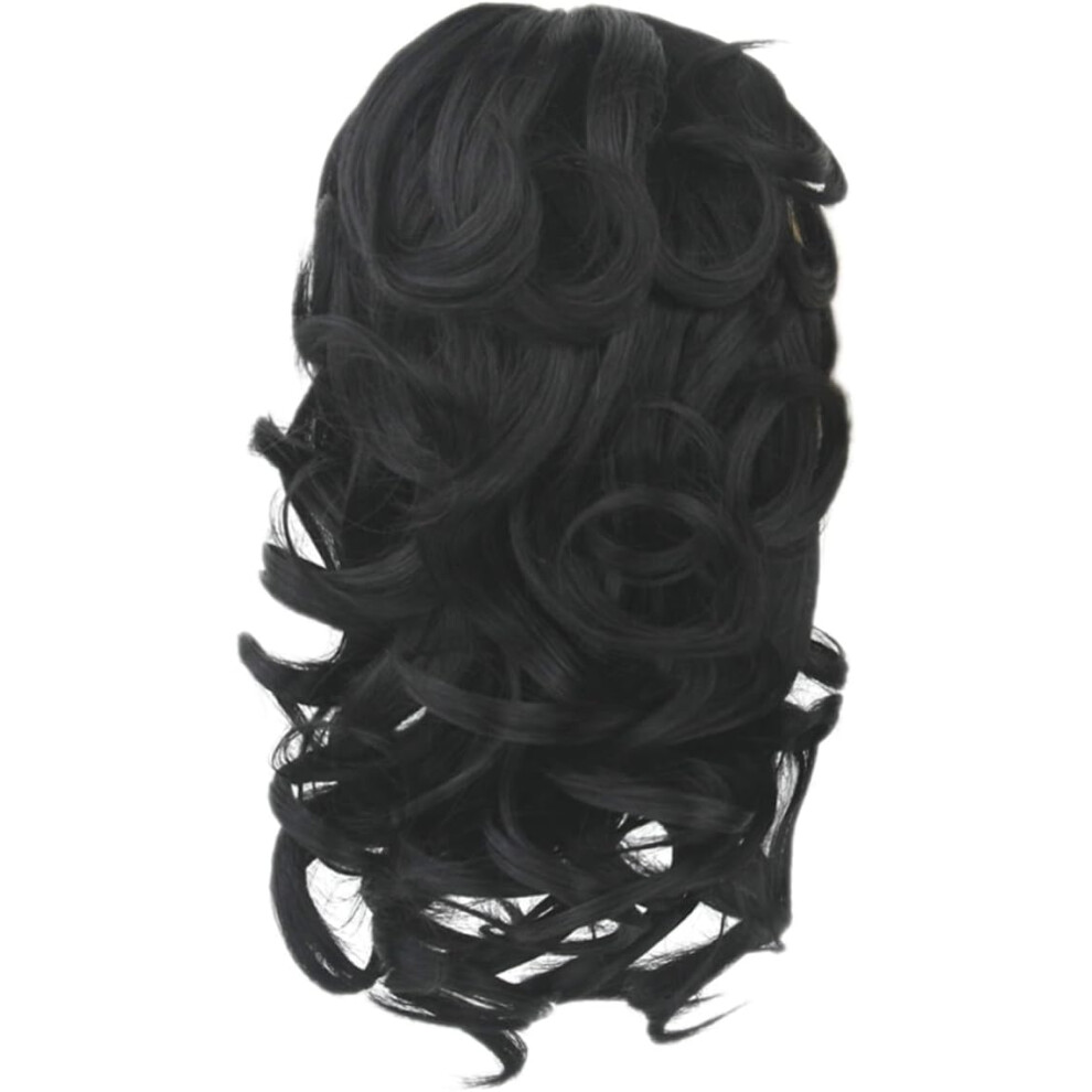 Hkhbjs Unisex Black Curly Synthetic Hair Ponytail Wig Clip Claw 1B Ponytail Extension For Women Girls Hairpiece