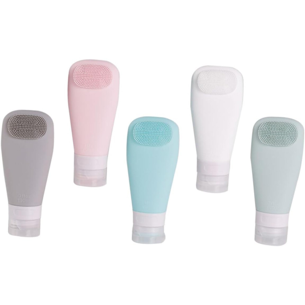 Hkhbjs 5Pcs Portable Toiletry Bottles Brush Refillable Silicone Containers For Shampoo Lotion Travel