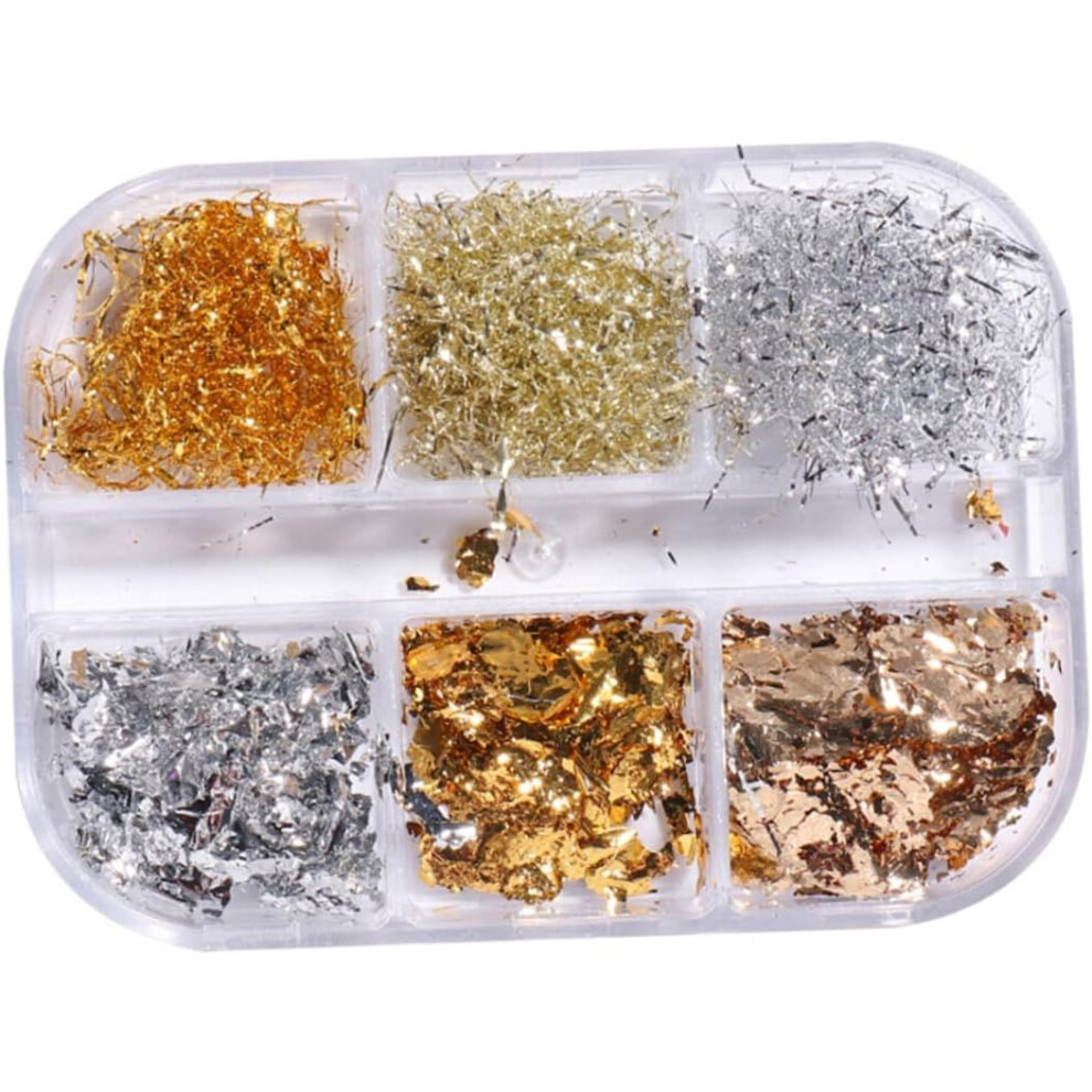Hkhbjs Gold Foil Nail Jewelry Metallic Nail Art Foil Flakes Stickers For Tips Wraps Salon Use Stickers