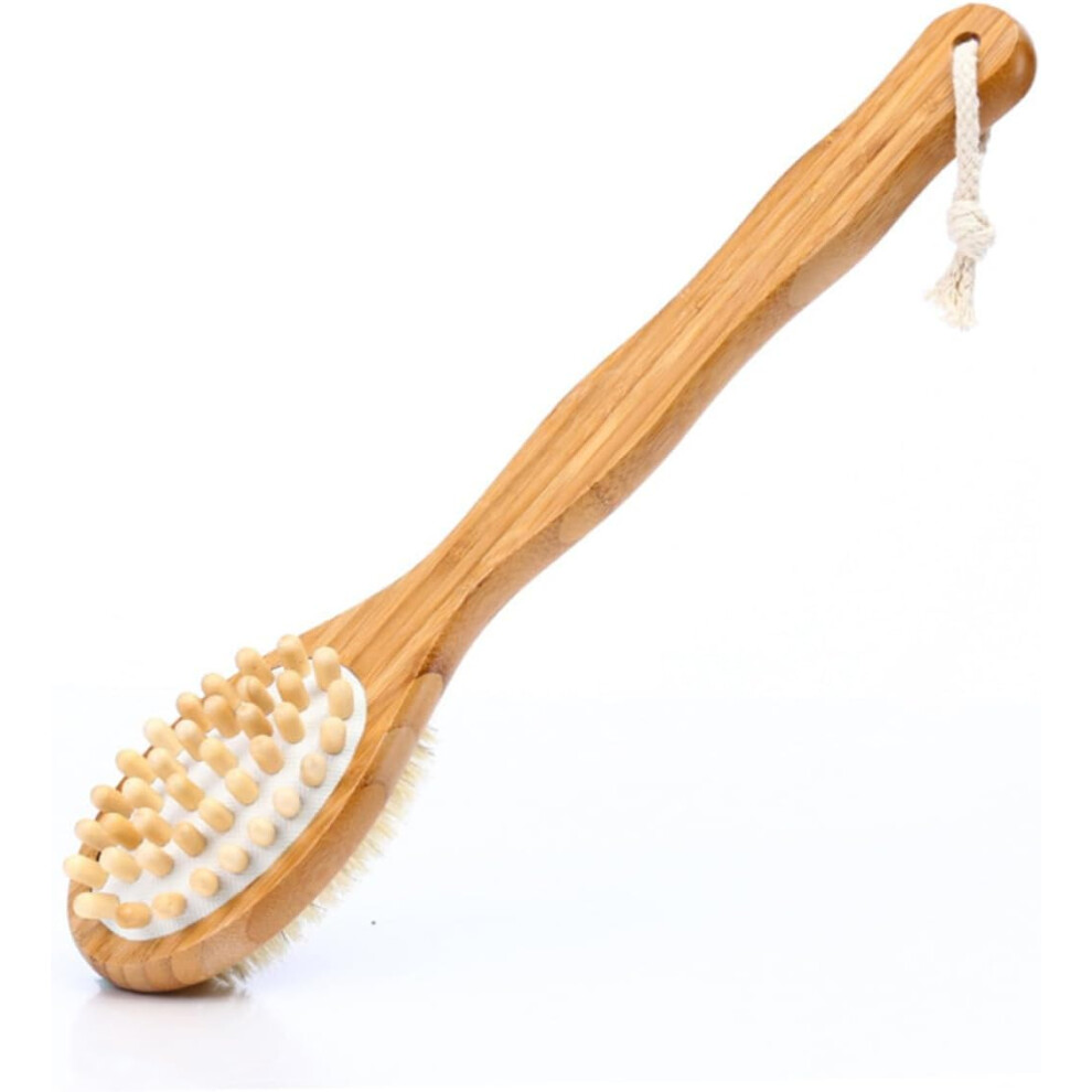 Hkhbjs Long Handle Bath Brush Double-Sided Natural Pig Bristles Body Care Shower Scrub Brush For Spa Back Exfoliation