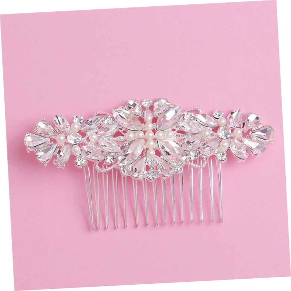 Hkhbjs Silver 1Pc Elegant Hair Comb Rhinestone Accents For Bridal Hairstyles Alloy Wedding Hair Accessory For Special Occasions And Parties