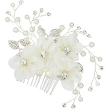 Parel- en strass haarkam voor bruidshoofdtooi, creatieve haaraccessoire met kunstparels voor een trouwjurk.