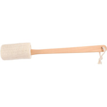 Perie de baie exfoliantă cu stick de lufă naturală pentru curățarea pielii, perie de burete de lufă cu mâner lung