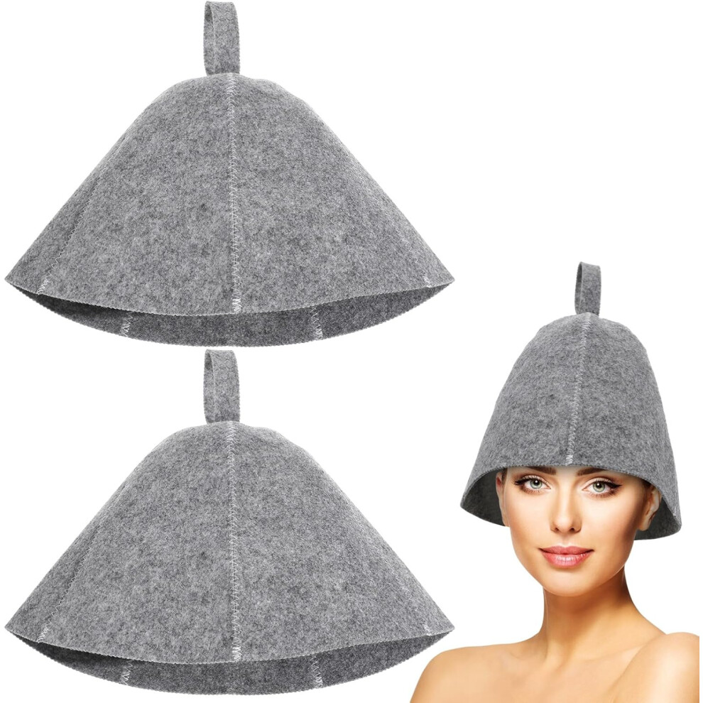 Hkhbjs 2Pcs Sauna Felt Hat, Bath Hat Russian Shower Bathing Caps Head Protection Absorbent Sauna Cap