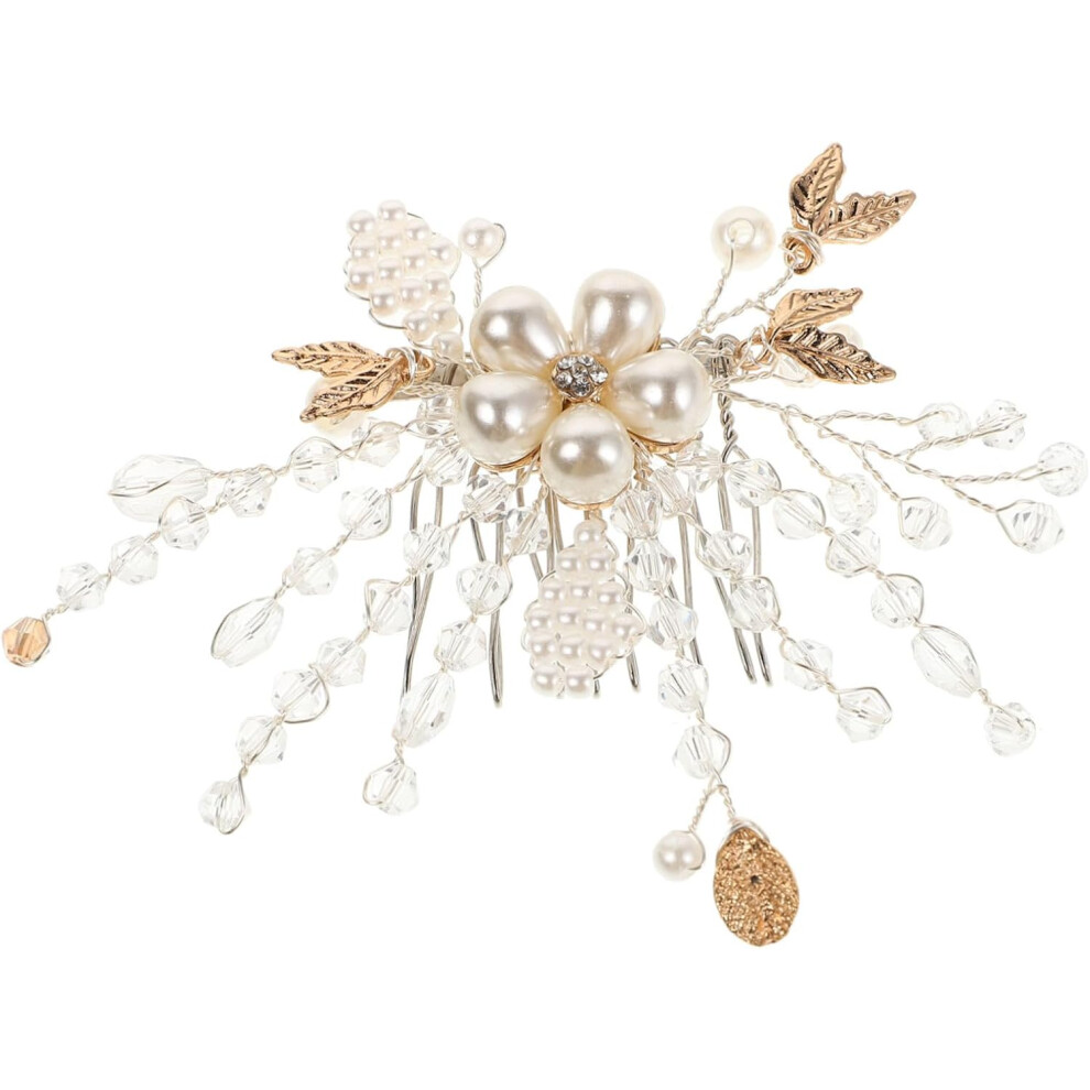 Hkhbjs Unisex White Elegant Pearl Flower Hair Comb For Bride Handmade Bridal Headpiece Accessories Durable