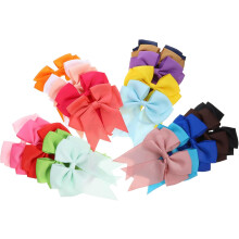 20 Stück Rüschen-Satin-Haargummis mit Schleife, elastische Haarbänder für Mädchen, Jungen und Mädchen, Haargummis für Partys, zufällige Farbe