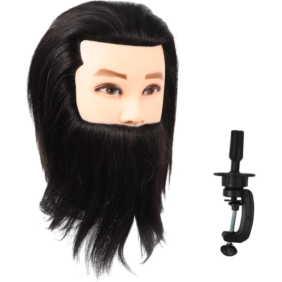 Hkhbjs Unisex Black MenâS Wig Head With Beard Training Mannequin, Male Hair Styling Head Mold